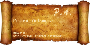 Priher Artemisz névjegykártya